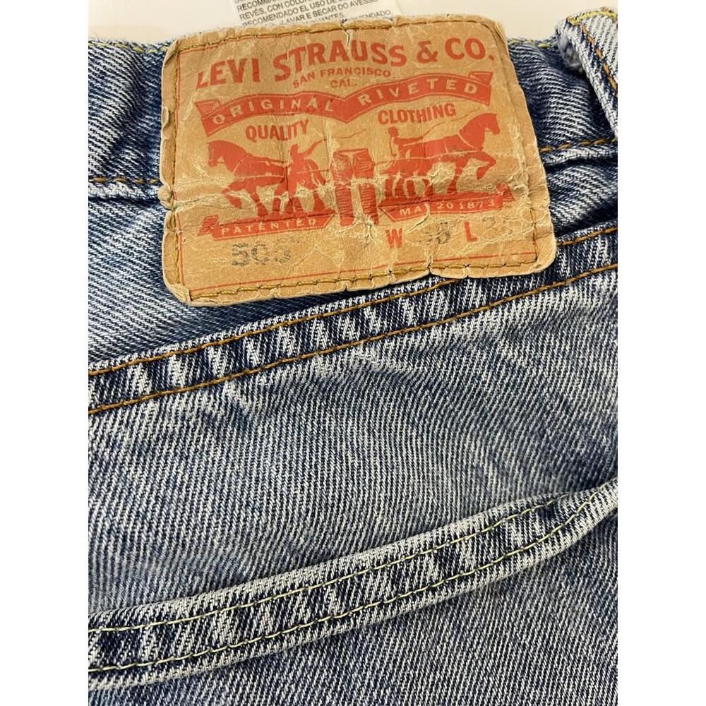 Levi's 505 Regular Fit Jeans Mens 36x34 Straight Leg Medium Blue Denim Western